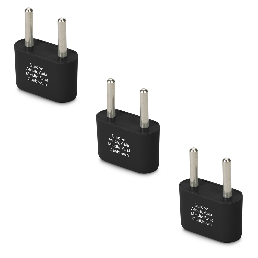 Europe and Asia Ungrounded Adapter Plug - 3 pack
