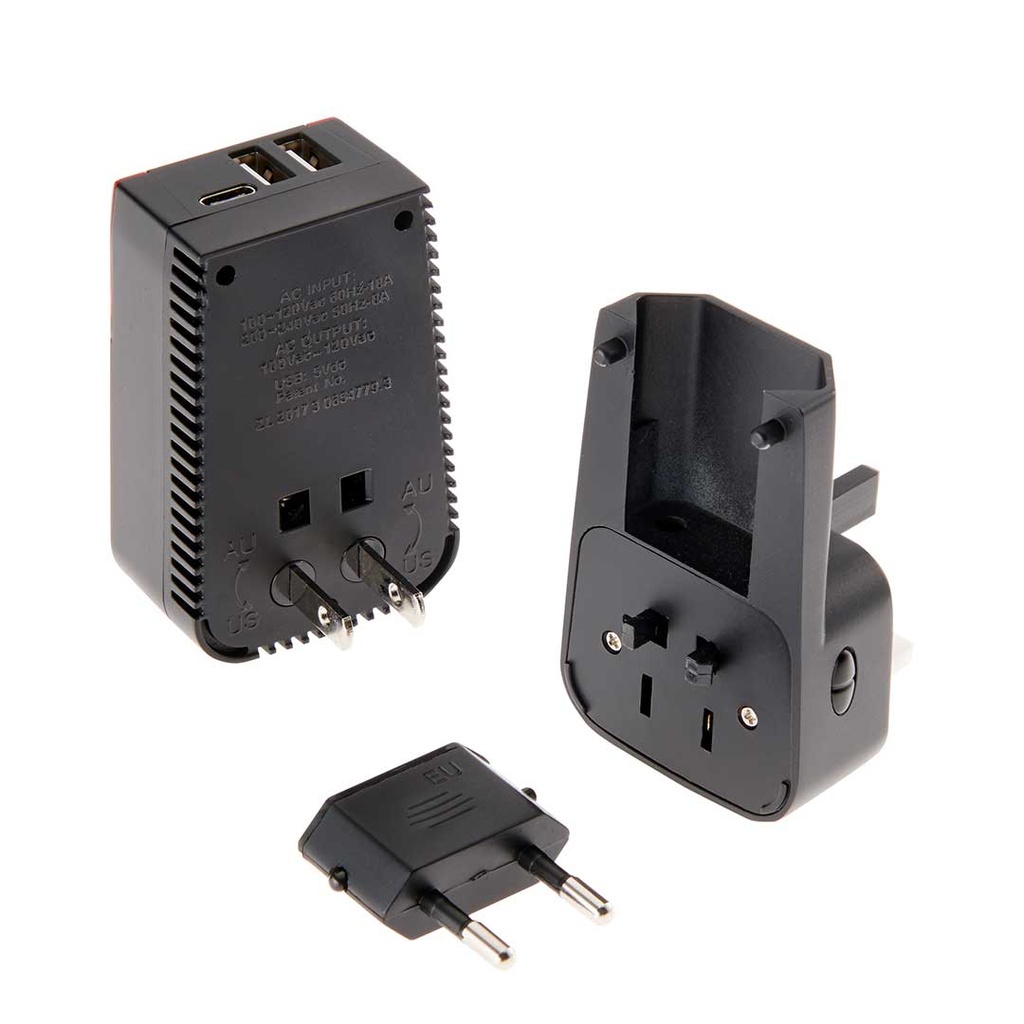 Converter & Adapter Set with Trip USB Ports