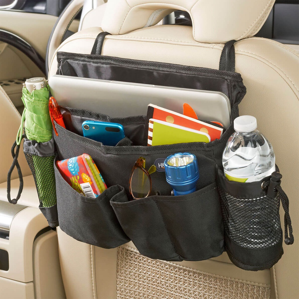 SwingAway Car Seat Organizer on back of seat