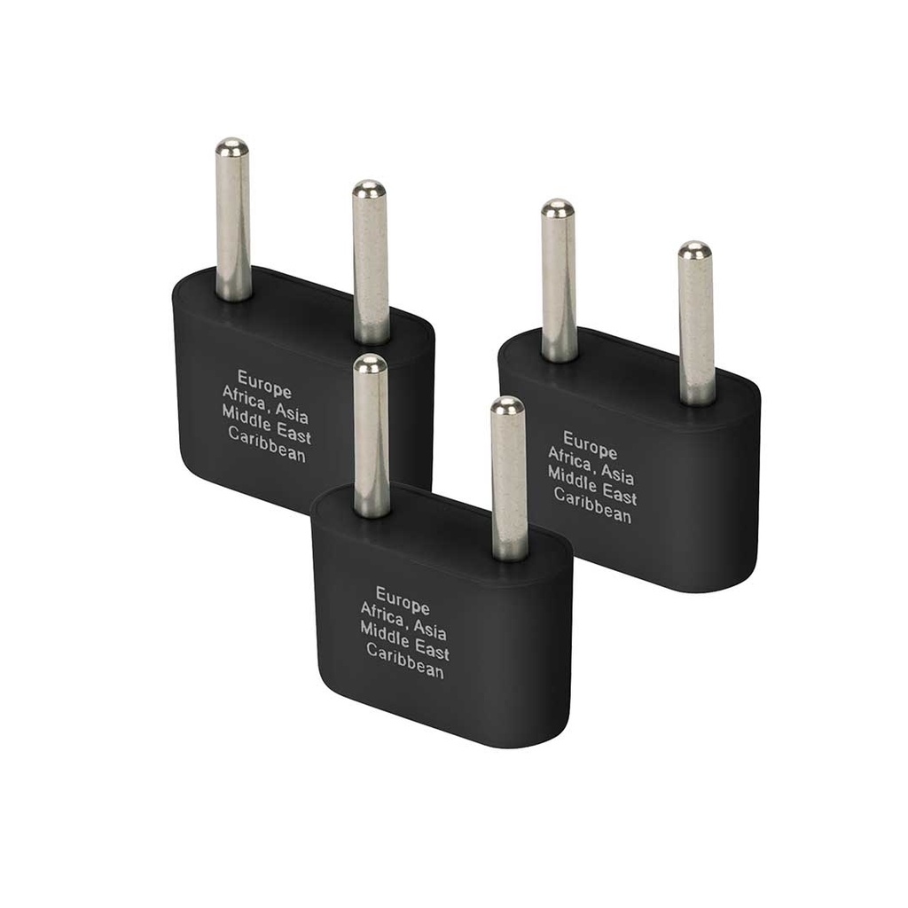 Europe & Asia Adapter Plugs - Ungrounded - 3 pack