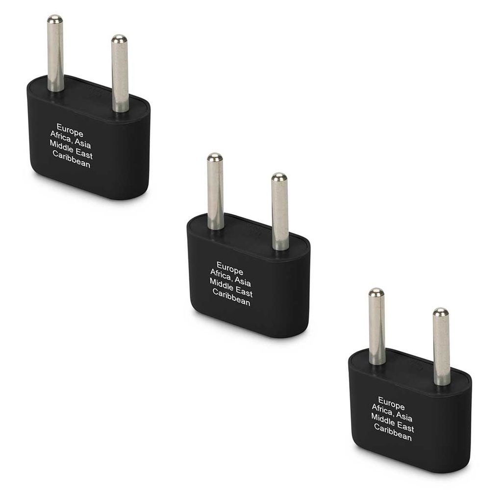 Europe & Asia Adapter Plugs - Ungrounded - 3 pack