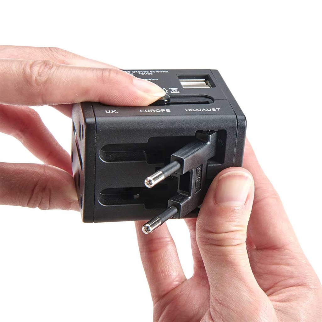 International Adapter Cube with Dual USB Chargers