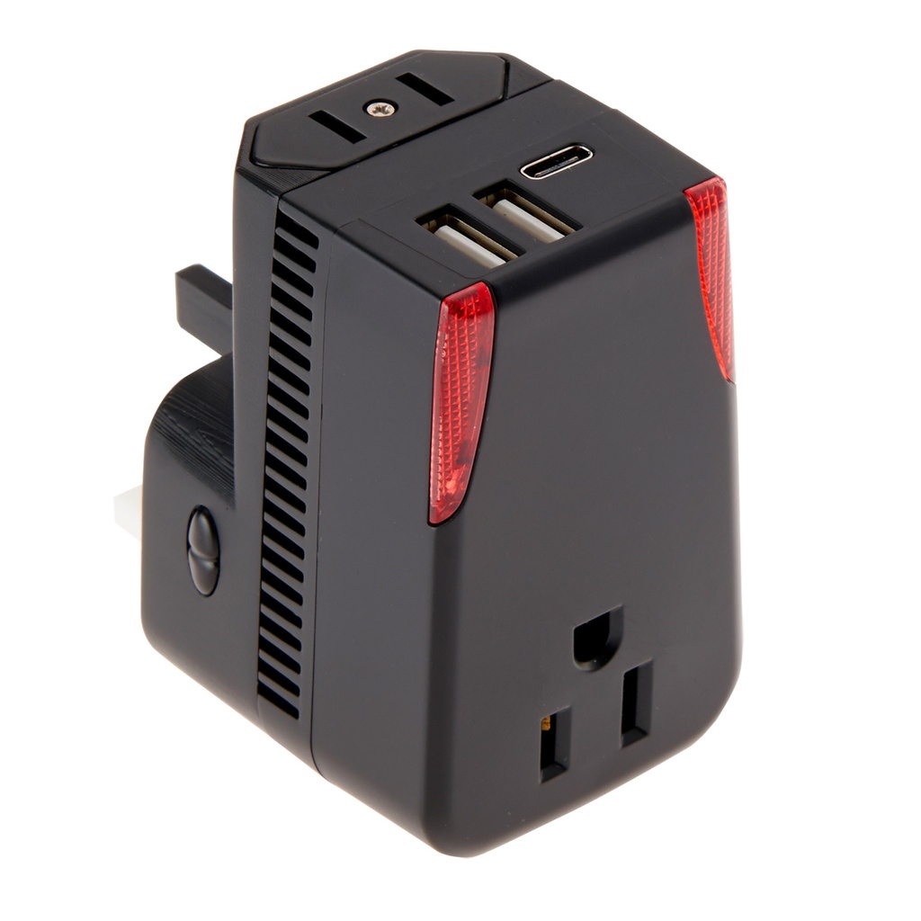 [ST-E21-BLK] Converter & Adapter Set with Trip USB Ports