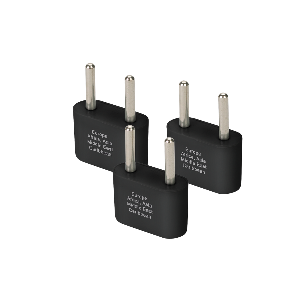 [ST-E1003-E-UG3PK-BLK] Europe & Asia Adapter Plugs - Ungrounded -3 pack