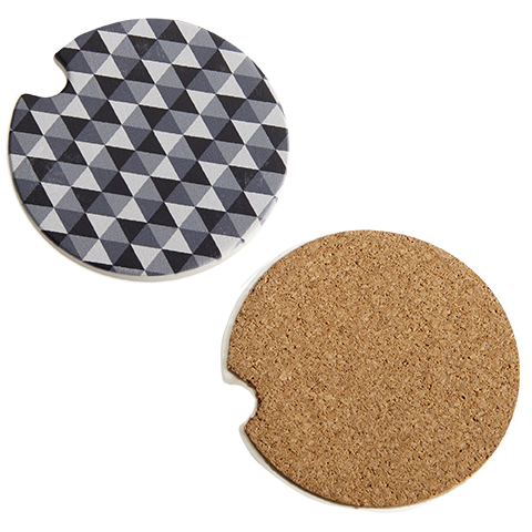 [HR-5590-BLW] Car Coasters with Cork Backing - 2 pack