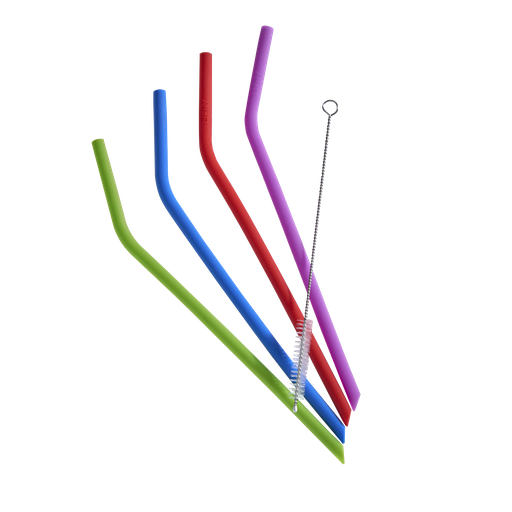 [ST-CV52-AST] BPA Free Silicone Straws - 4 pack