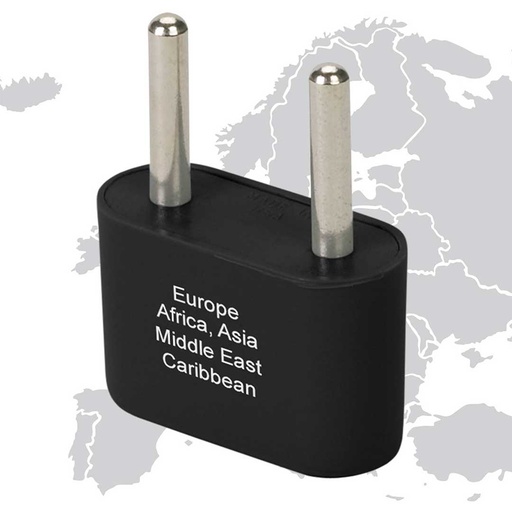 [ST-E1003-E-UG-BLK] Europe & Asia Plug Adapter - Ungrounded