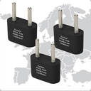 Europe & Asia Ungrounded Adapter Plug - 3 pack
