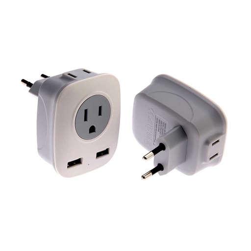 [ST-E23-WHT] Dual USB Euro Adapter